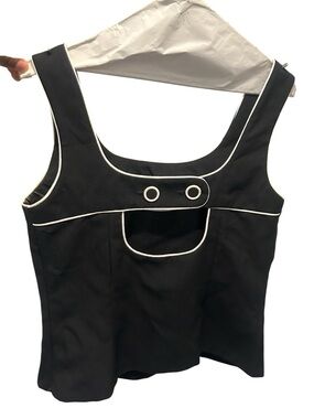 Alyn Paige Black Tank with White Piping